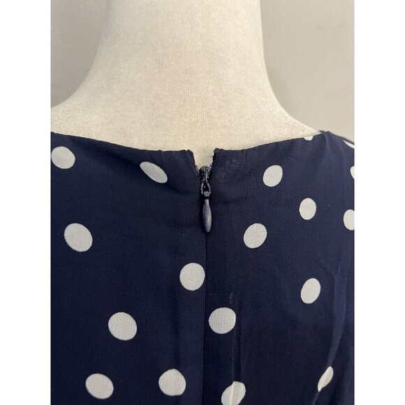 R&K Maxi Polkadot Sleeveless Chiffon Dress Lined Pleated Top Contrast Bottom - Picture 7 of 14